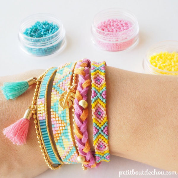 Schéma DIY bracelet multirang brésilien, tresse et tissage miyuki
