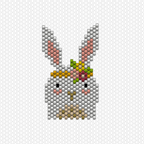 Broche motif lapin en tissage brick stitch de perles Miyuki Delicas : Etape 1