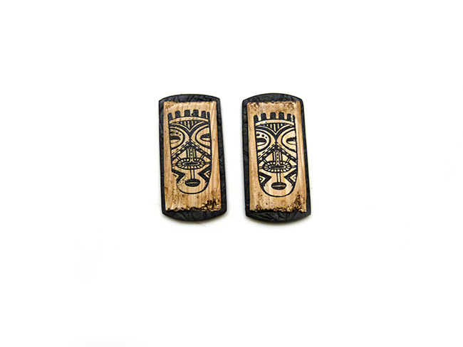 Parure en pâte polymère imitation bois et cuir motif aztèque avec impression silk-screen : Etape 10