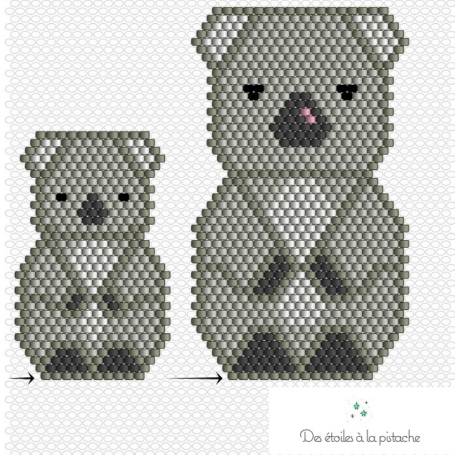 Schéma DIY tissage de perles miyuki motif koala