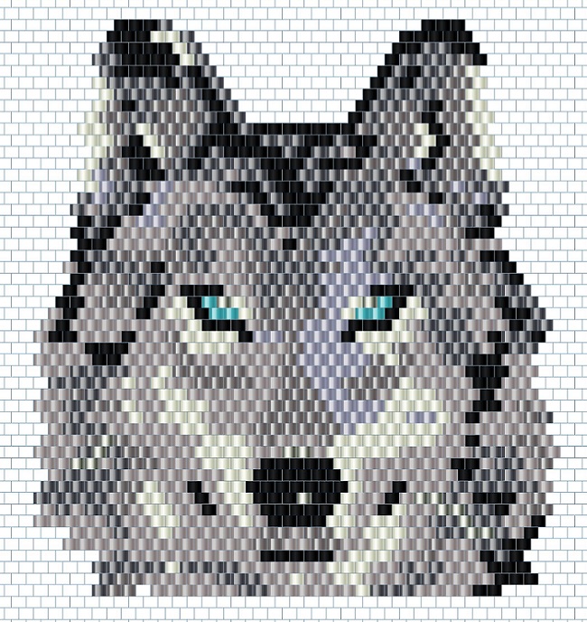 Schéma DIY tissage brickstitch perles miyuki motif loup