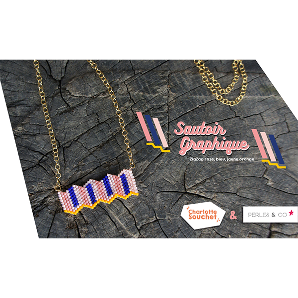 Sautoir tissage Brick Stitch motif ZigZag en perles Miyuki Delicas