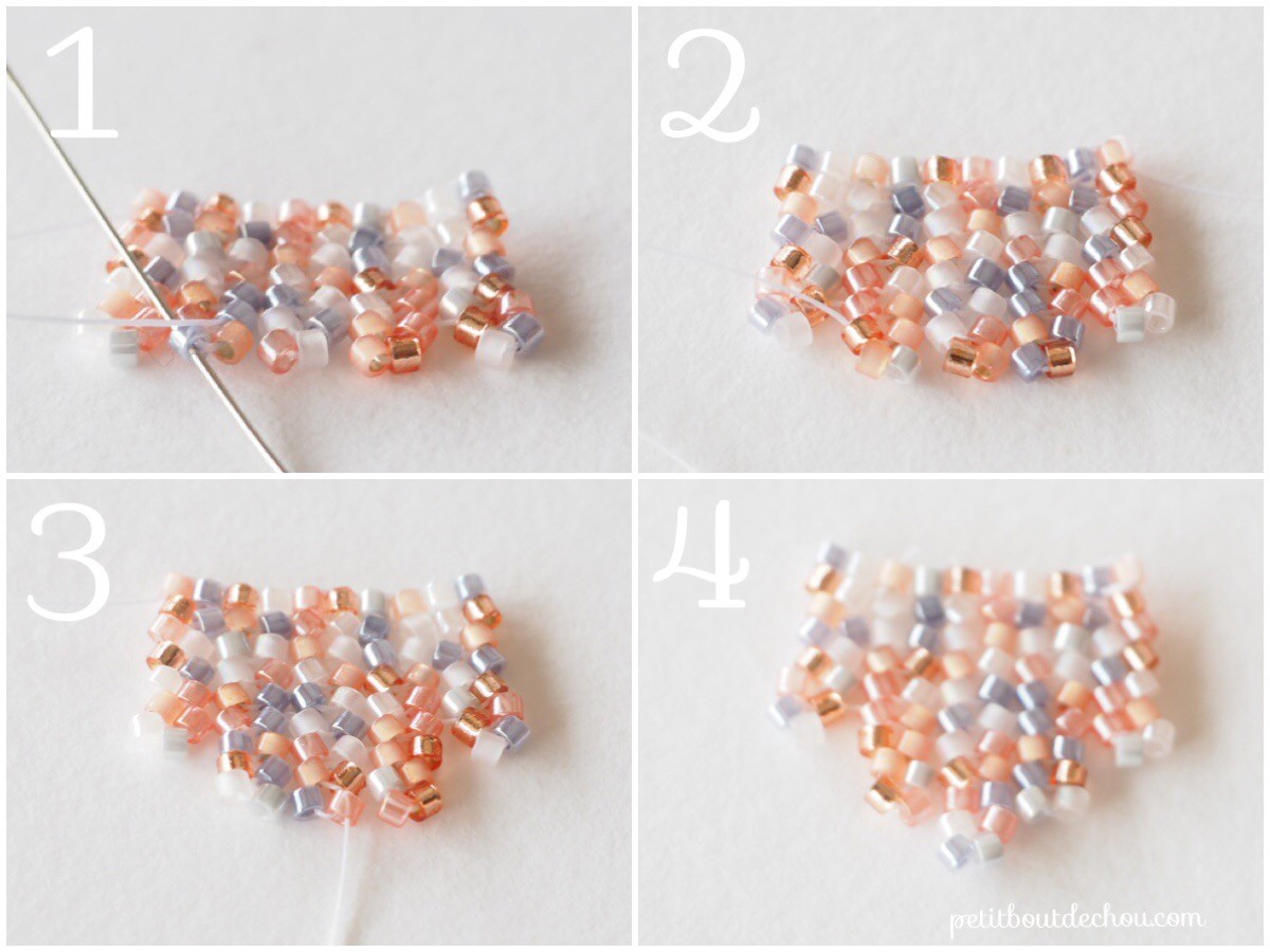 Boucles d'oreilles avec perles Miyuki tissage herringbone : Etape 4