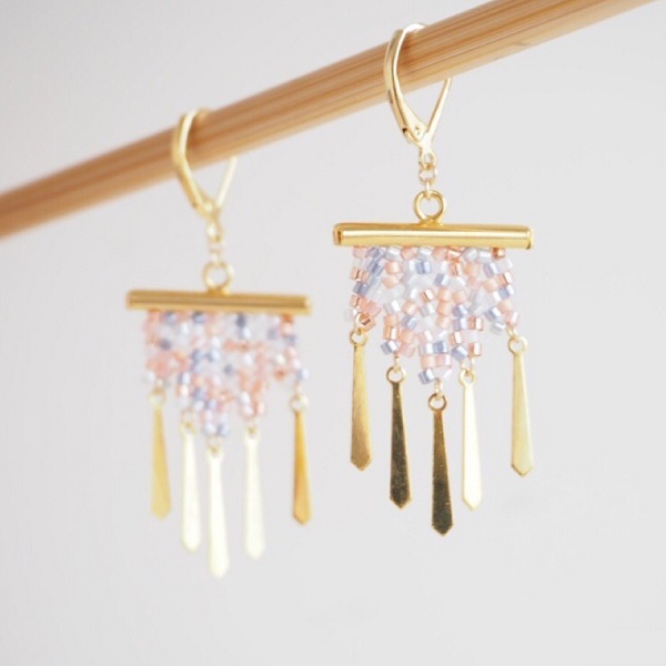 Boucles d'oreilles avec perles Miyuki tissage herringbone