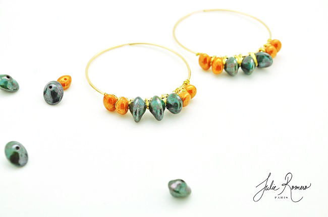 Créoles en Gold Filled (or laminé) avec perles en verre Ufo beads et Tico beads : Etape 10