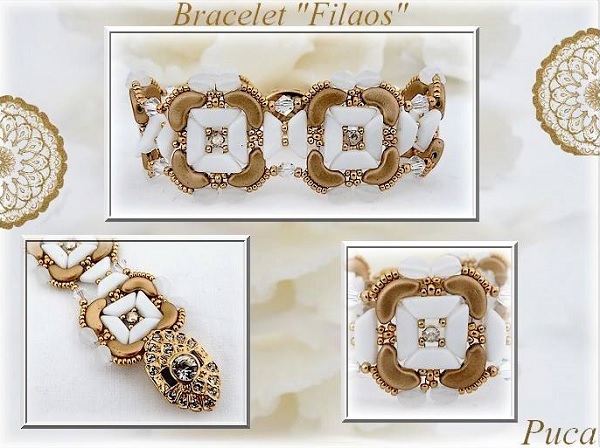 Bracelet avec perles Tinos®, Arcos®, Pinch, toupies PureCrystal® et Strass Mesh