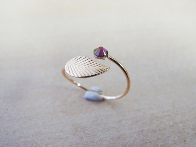 Trio bagues de phalange Breloque Feuilles Strass PureCrystal et Perles Chips : Etape 10