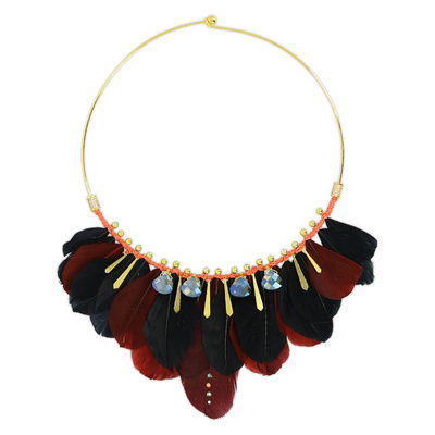 Collier Plastron Rétro PureCrystal et plumes