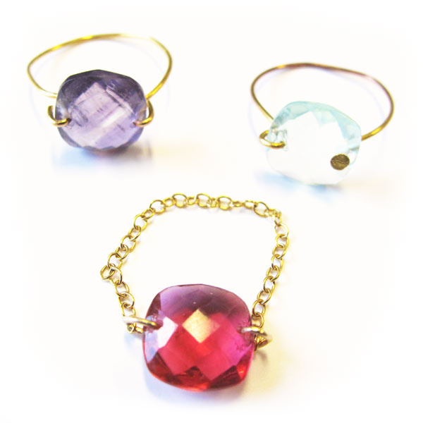 Bagues Intercalaires carrés facettés et Fil en laiton