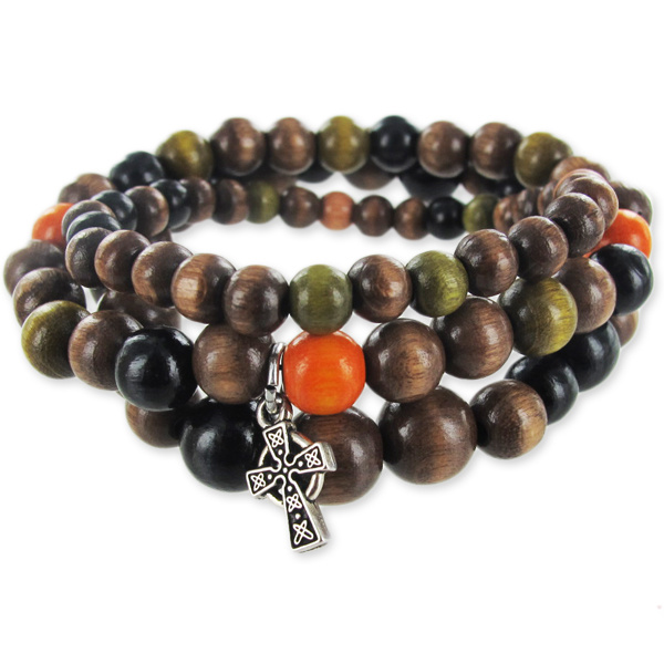 Bracelets en bois Fil élastique et Perles rondes en bois