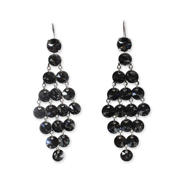 Boucles d'oreilles Grappe Pendentifs et Cabochons PureCrystal Silver Night