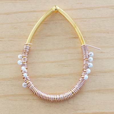 Boucles d'oreilles Fil Miyuki PureCrystal doré rose : Etape 3