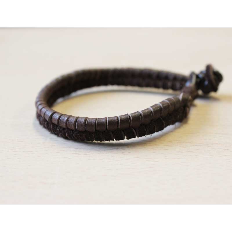 Bracelet Tressage épis Lacet en daim et Cordon en cuir
