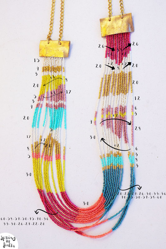 Collier Multirangs multicolore Miyuki Delicas : Etape 3 Collier Multirangs multicolore Miyuki Delicas : Etape 3