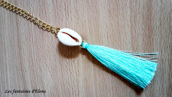 Parure Collier Bague et Bracelet Coquillages et pompon : Etape 5