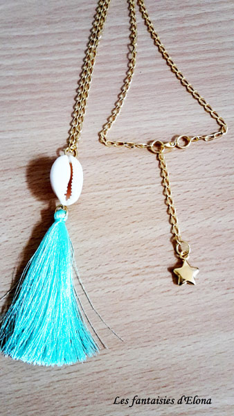 Parure Collier Bague et Bracelet Coquillages et pompon : Etape 6