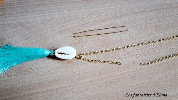 Parure Collier Bague et Bracelet Coquillages et pompon : Etape 7