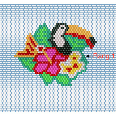 Schéma Toucan Fleur Brick Stitch tissage de perles Miyuki Schéma Toucan Fleur Brick Stitch tissage de perles Miyuki