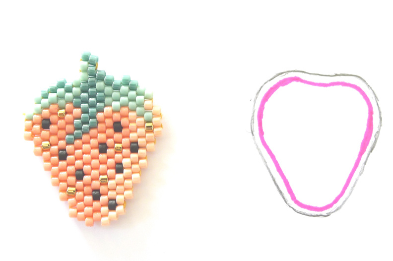 Assortiment de Pin's tranches de fruits en tissage de perles Miyuki : Etape 12