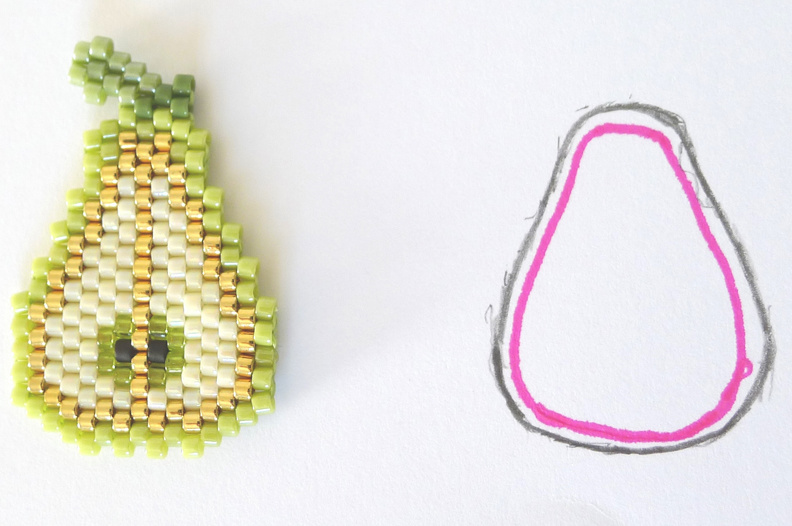 Assortiment de Pin's tranches de fruits en tissage de perles Miyuki : Etape 6