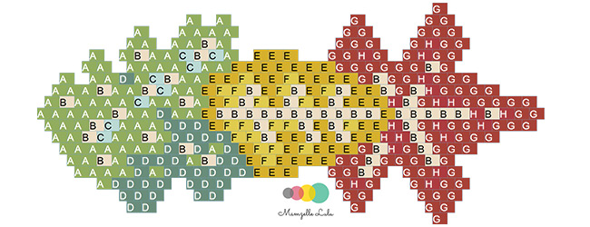 Schéma Bracelet réglable intercalaire en tissage de perles motif feuilles d'automne