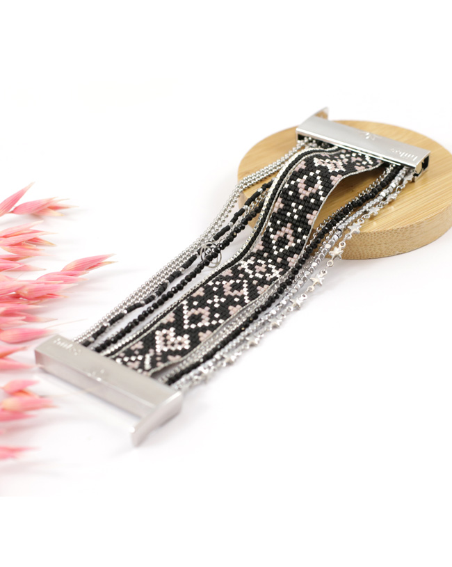 Schéma DIY Bracelet multi-rangs fermoir aimanté Hiilos et tissage Miyuki