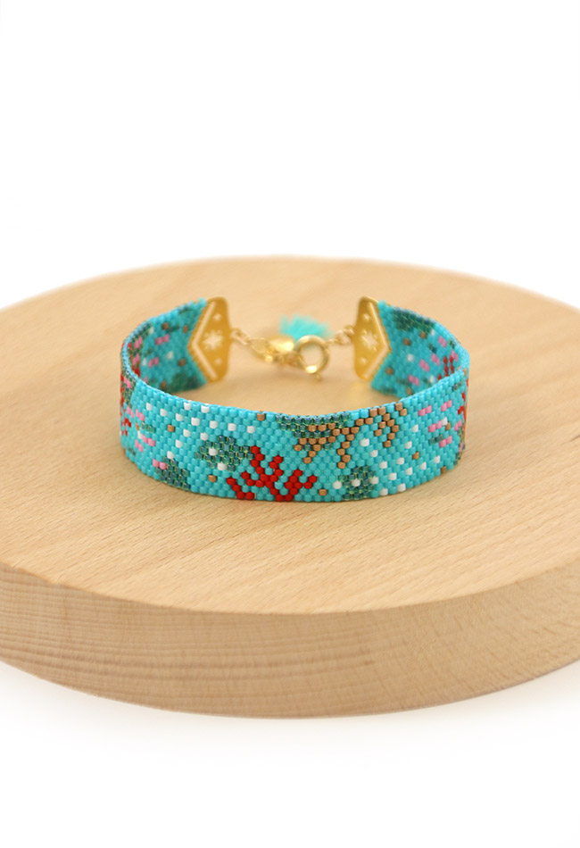 Bracelet Miyuki Peyote motif océan avec embouts de tissage spéciaux