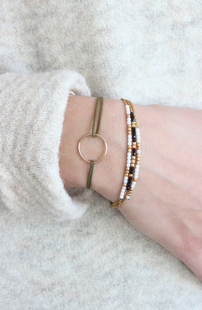 Schéma DIY Bracelet multirang doré et perles en verre facettées