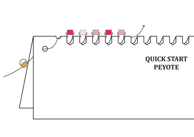 Bracelet Miyuki tissage de perles Peyote Pair : Etape 3