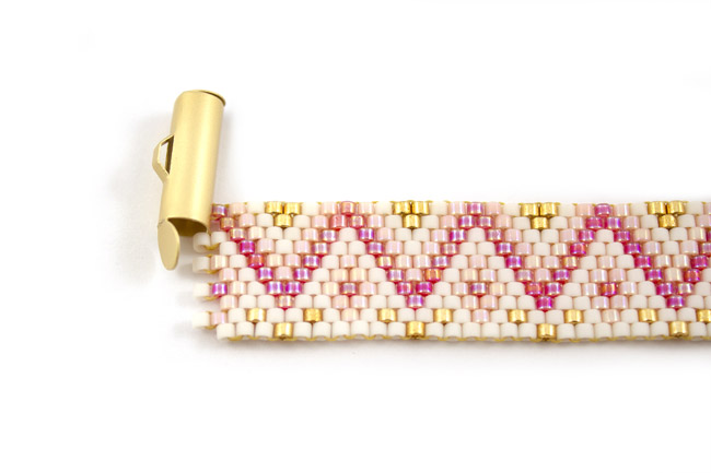 Bracelet Miyuki tissage de perles Peyote Pair : Etape 9