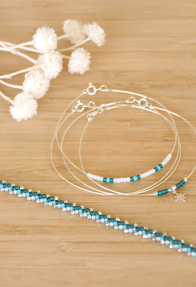 Schéma Bracelet tissage Saint-Pétersbourg simple brin et joncs en argent 925