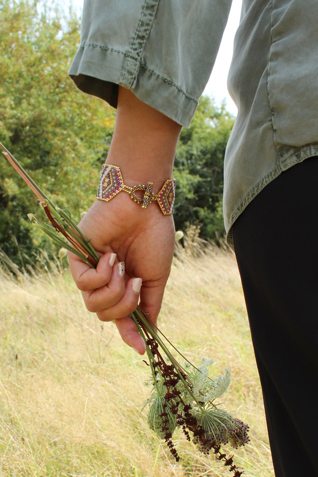 Schéma Bracelet Manchette tissée Miyuki Attrape-rêves Schéma Bracelet Manchette tissée Miyuki Attrape-rêves