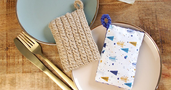 DIY Eponges au crochet, tissu et toile de jute DIY Eponges au crochet, tissu et toile de jute
