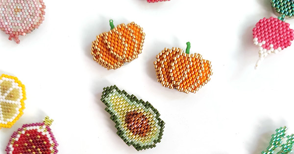 DIY Aimant citrouille en relief tissage de perles Miyuki Délicas 11/0 brick stitck