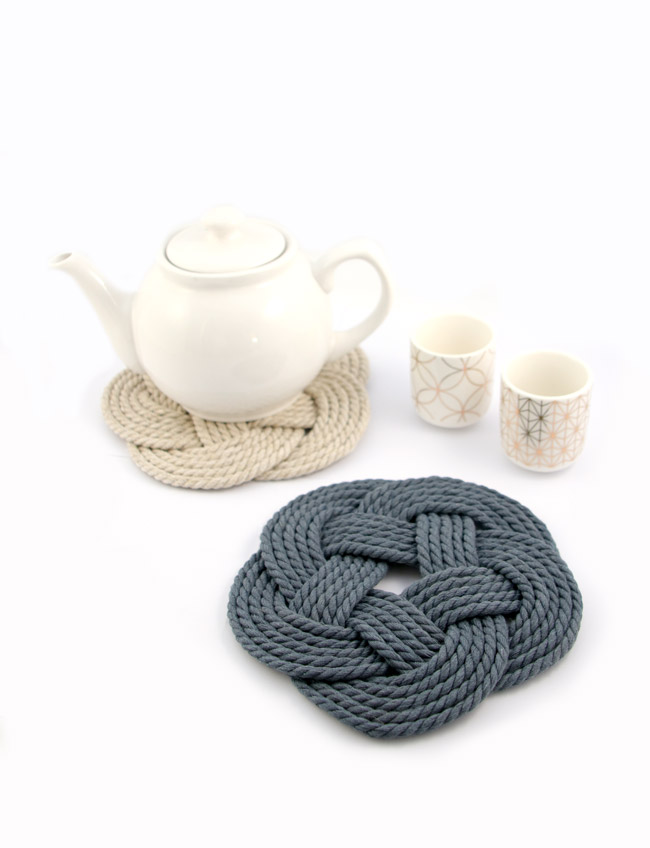 DIY Dessous-de-plat en corde nœud de piton