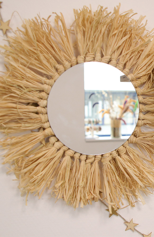 Schéma DIY Miroir à franges en raphia