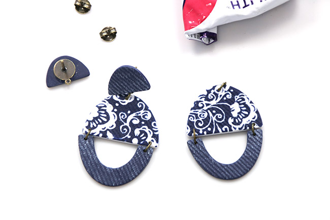 Boucles d'oreilles polymère effet jean : Etape 13