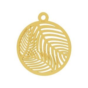 Breloque feuille de palmier 18.5 mm en Argent 925 Doré à l'or fin x1