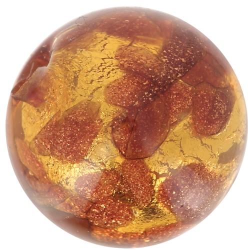 Ronde Murano 10 mm Ambre et feuille d'or x1