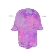 Main de Fatma percée de part en part 14 mm imitation Opale Violet