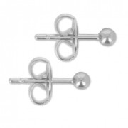 Clous d'oreilles tête boule 3 mm rhodié x2|raw }}