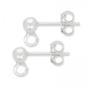 Clous d'oreilles boule - Fabrication européenne - 4 mm en Argent 925 x2|raw }}