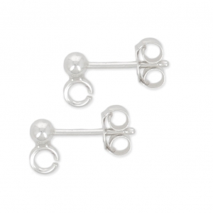Clous d'oreilles boule - Fabrication européenne - 3 mm en Argent 925 x2