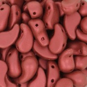 Perles en verre tchèque 2 trous Zoliduo® Left 5x8mm Red Metallic Mat x20