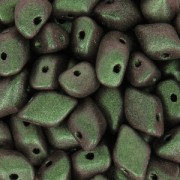 Perles en verre tchèque Gemduo 2 trous 8x5 mm Metallic Mat Chameleon Green x10g|raw }}