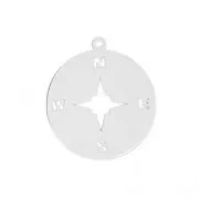 Breloque ronde Rose des Vents - 19 mm en Argent 925 pour la création de bijoux fantaisie x1