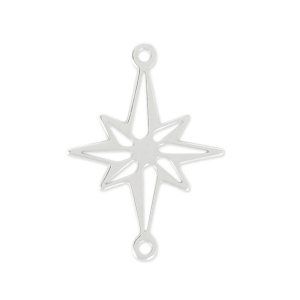 Intercalaire 2 anneaux Rose des vents 19x14 mm en Argent 925 x1