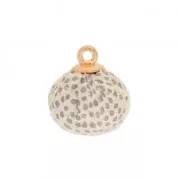 Pompon rond en matière synthétique 17 mm avec attache - Crème/Gris x1