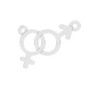 Intercalaire 2 anneaux symbole fille/garçon 10.5x18.3 mm en Argent 925 x1
