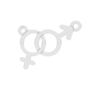 Intercalaire 2 anneaux symbole fille/garçon 10.5x18.3 mm en Argent 925 x1